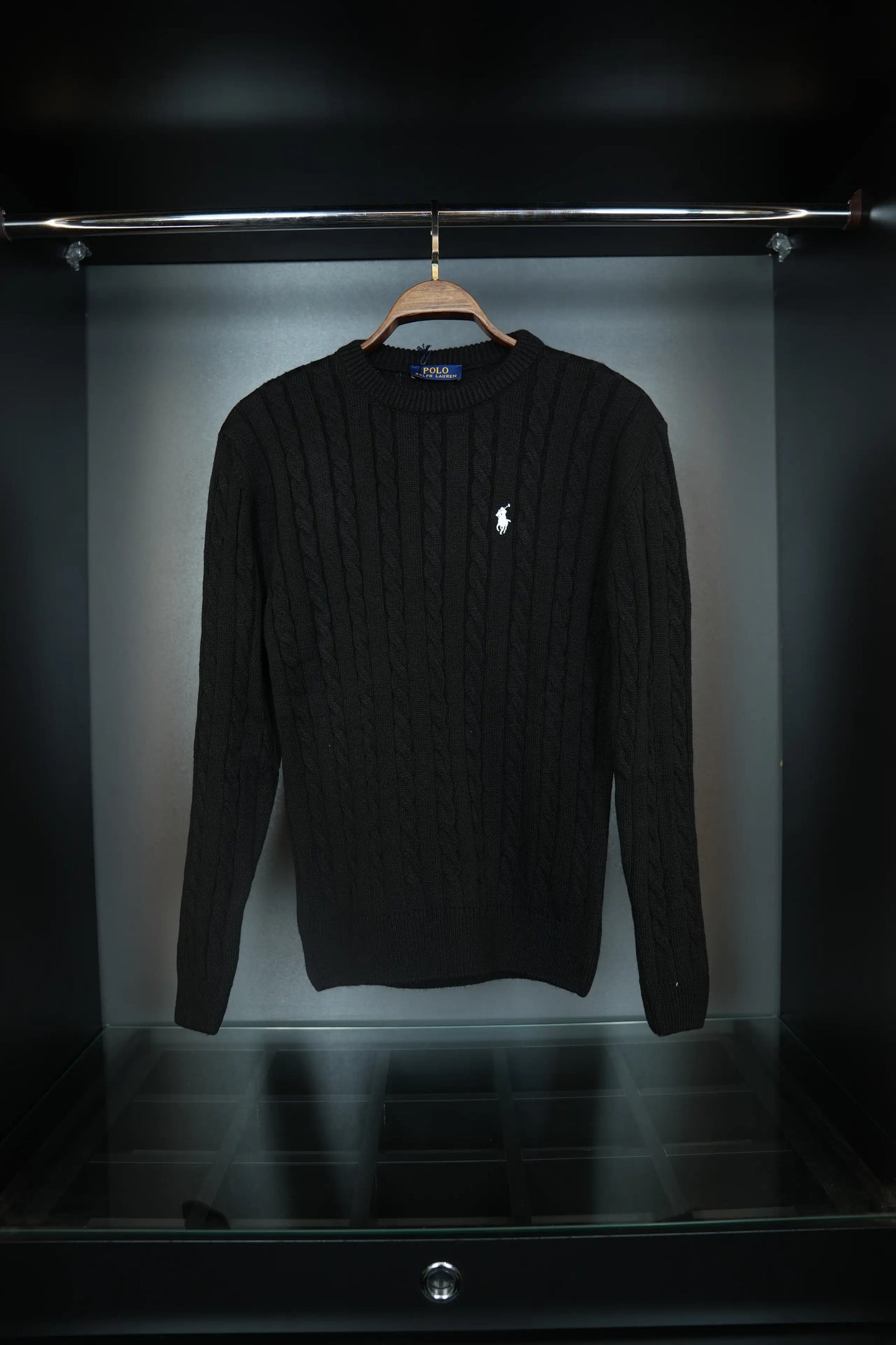 RALPH LAUREN KNITTED SWEATER - BLACK/WHITE
