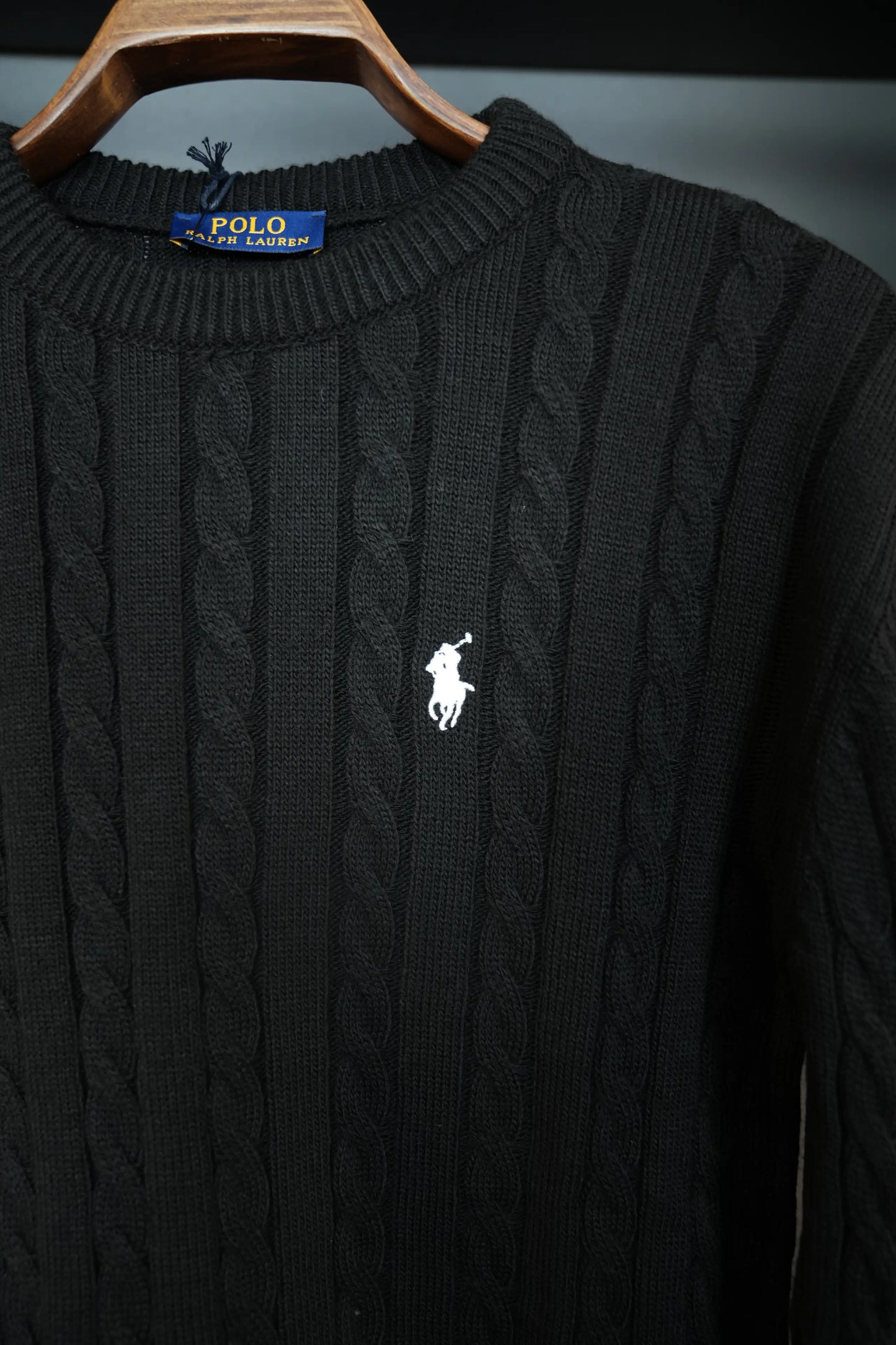 RALPH LAUREN KNITTED SWEATER - BLACK/WHITE