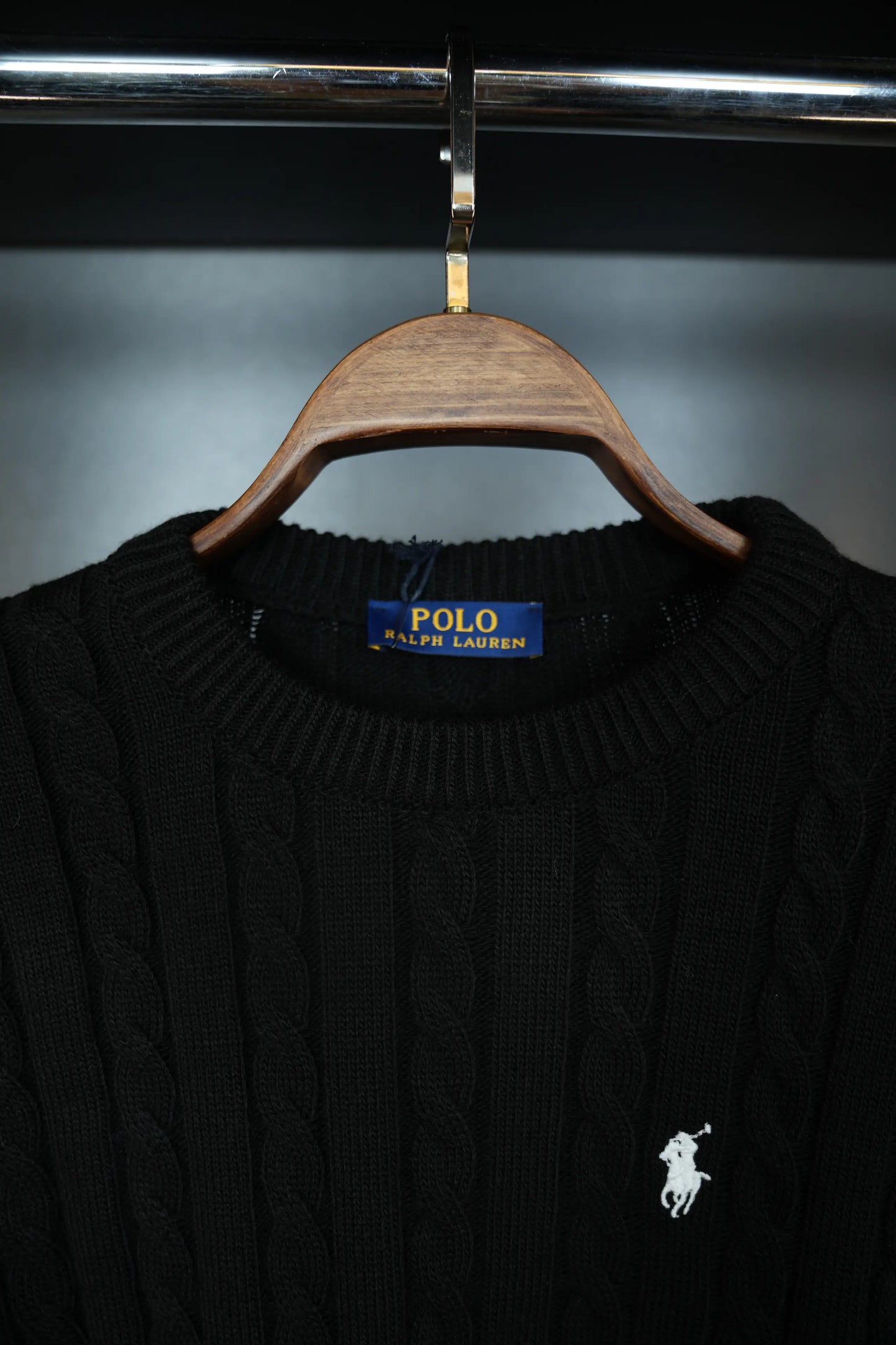 RALPH LAUREN KNITTED SWEATER - BLACK/WHITE