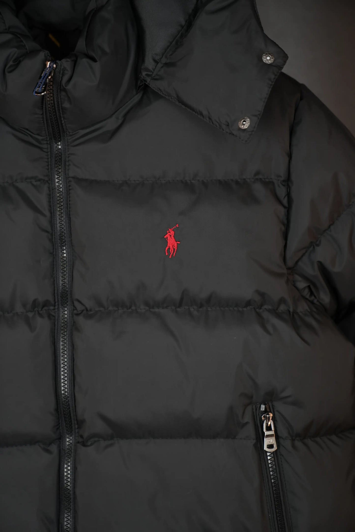 POLO RALPH LAUREN MEN'S PUFFER JACKET BLACK/RED LOGO
