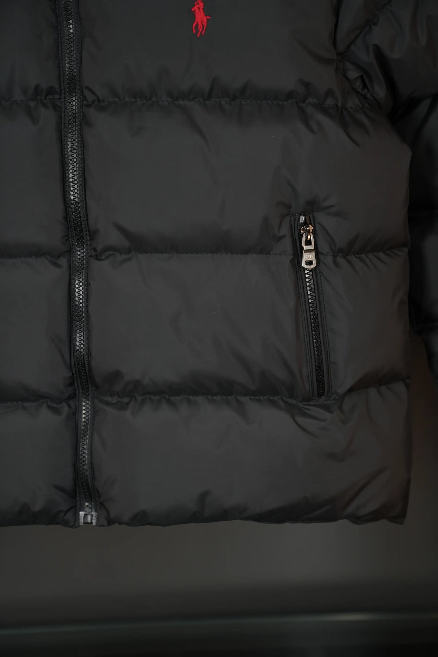 POLO RALPH LAUREN MEN'S PUFFER JACKET BLACK/RED LOGO