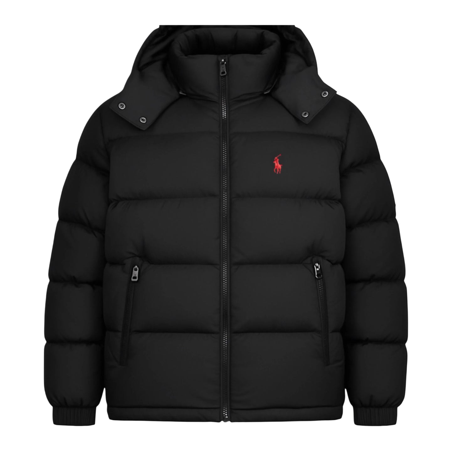 POLO RALPH LAUREN MEN'S PUFFER JACKET BLACK/RED LOGO
