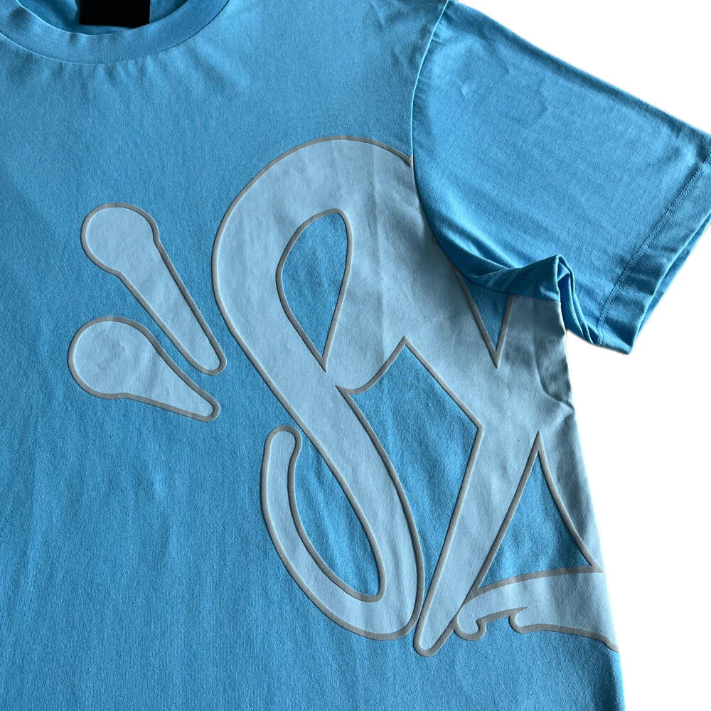 SYNAWORLD ‘SYNA LOGO’ T-SHIRT - BLUE AND GRAY