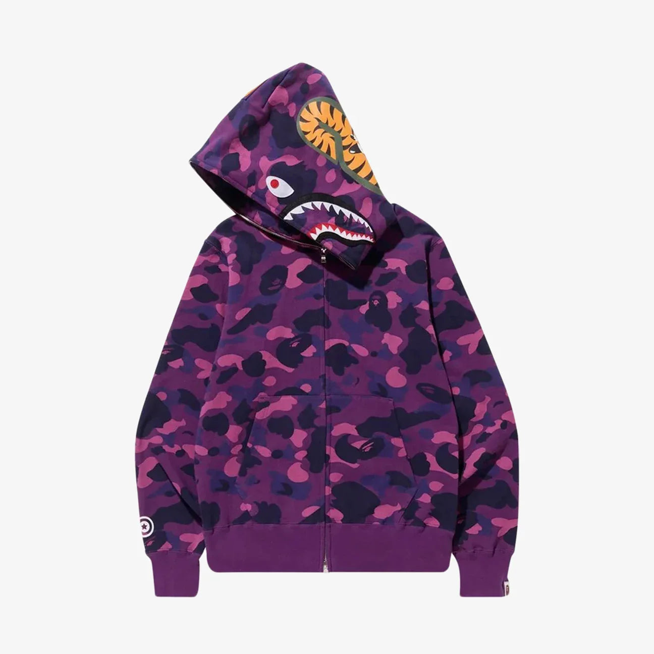 BAPE COLOR CAMO LEVEHETŐ CÁPA MINTÁS TELJES CIPZÁRAS KAPUCNIS PULÓVER LILA