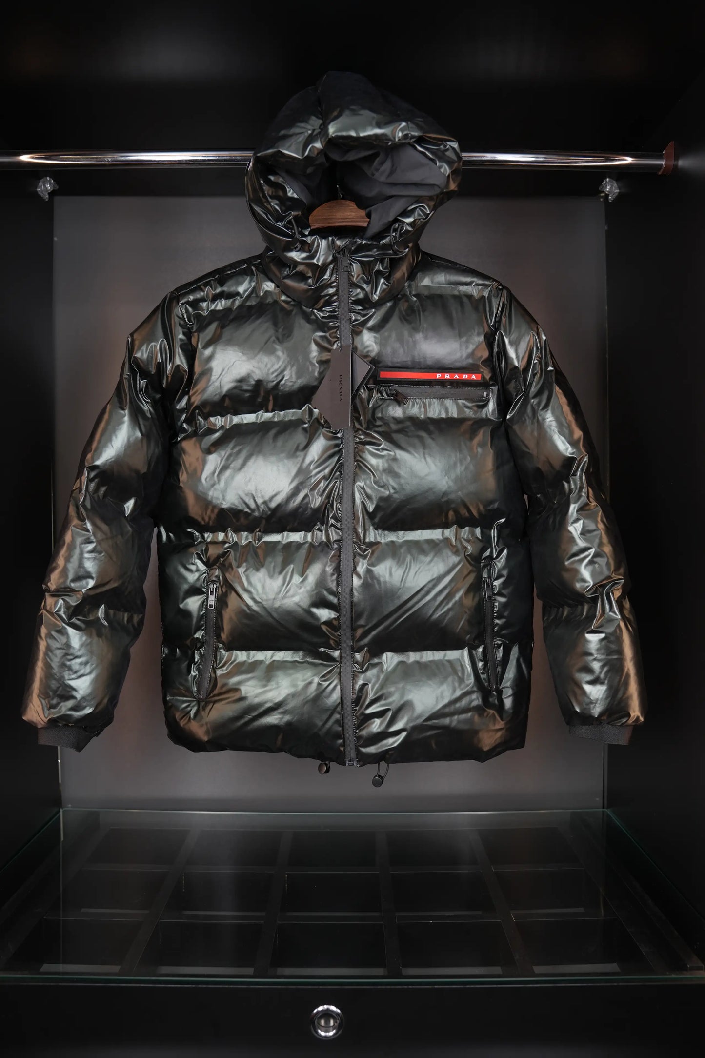 PRADA LIGHT RE-NYLON HOODED PUFFER JACKET