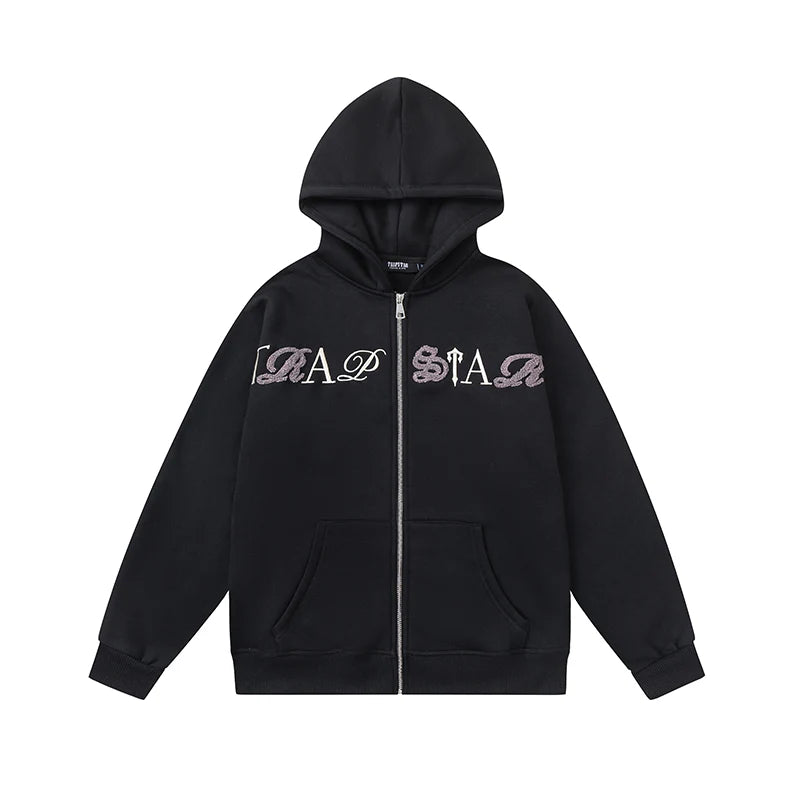 TRAPSTAR SCRIPT ZIP THROUGH HOODIE MELEGÍTŐSZETT - FEKETE/FEHÉR/LILA ÁRNYALAT