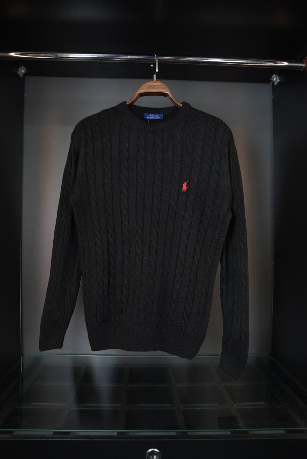 RALPH LAUREN KNITTED SWEATER - BLACK/RED