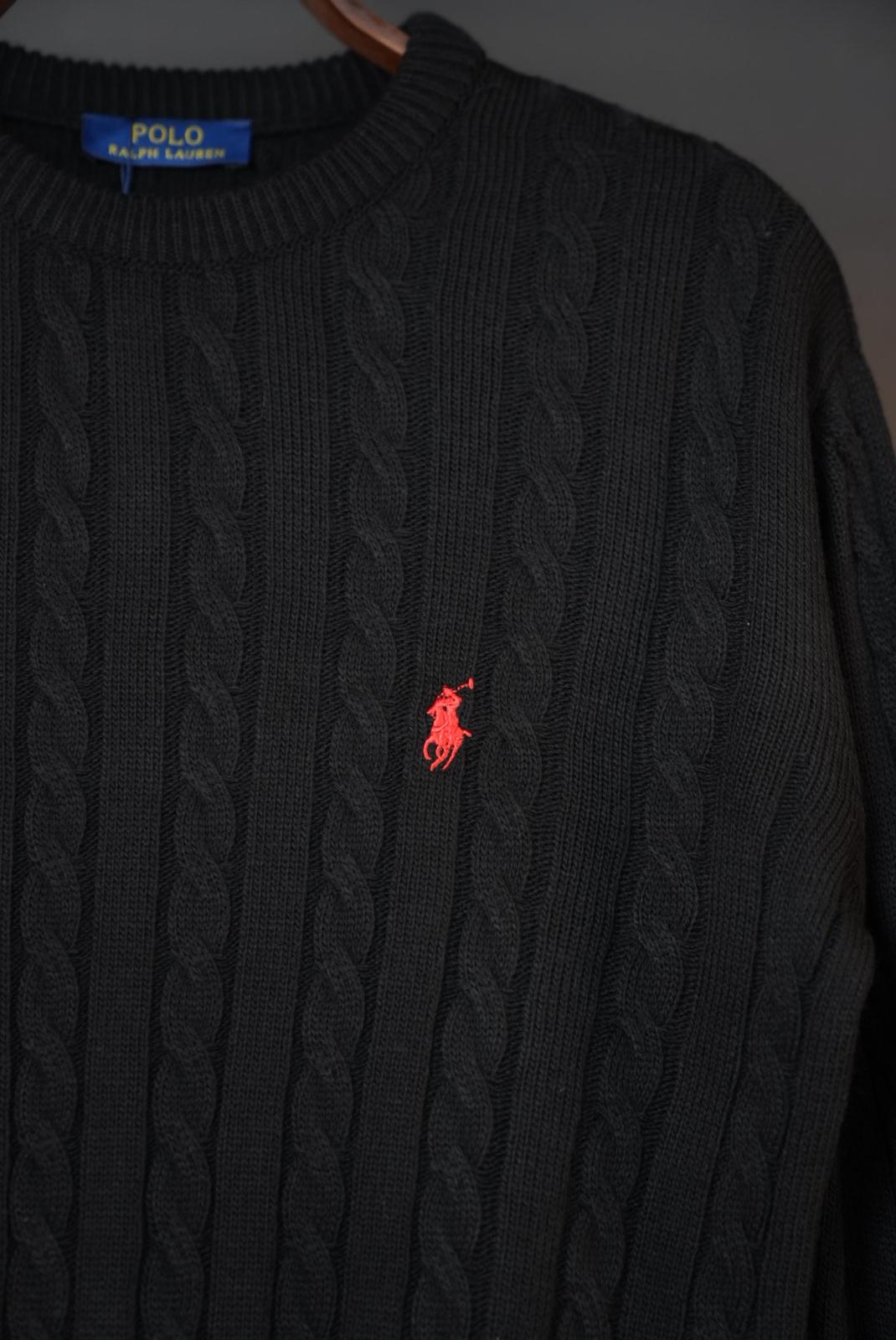 RALPH LAUREN KNITTED SWEATER - BLACK/RED