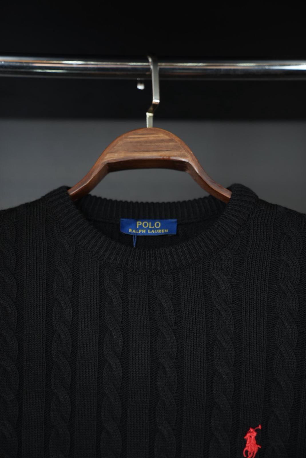 RALPH LAUREN KNITTED SWEATER - BLACK/RED