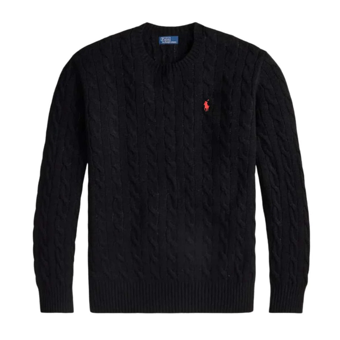 RALPH LAUREN KNITTED SWEATER - BLACK/RED