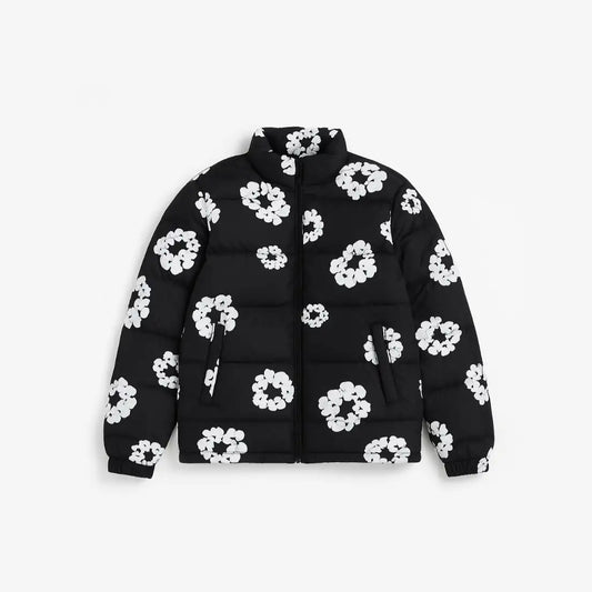 DENIM TEARS FLORAL PRINT PUFFER JACKET
