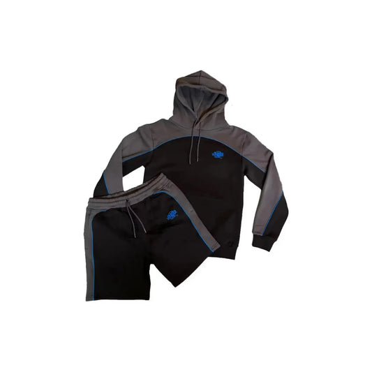 SYNA WORLD PIPE HOOD AND SHORT SET - BLACK/GREY/BLUE
