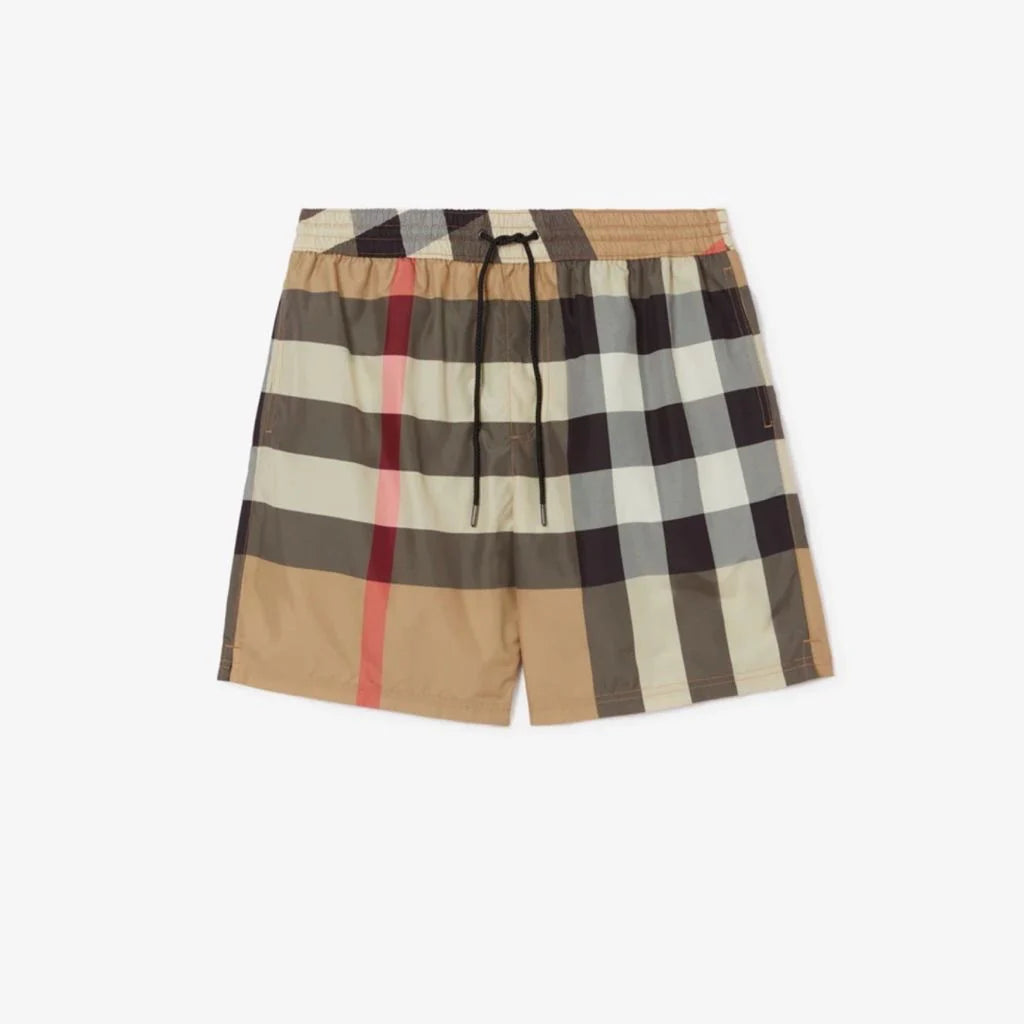BURBERRY VINTAGE KOCKÁS MINTÁS SHORTS - BARNA