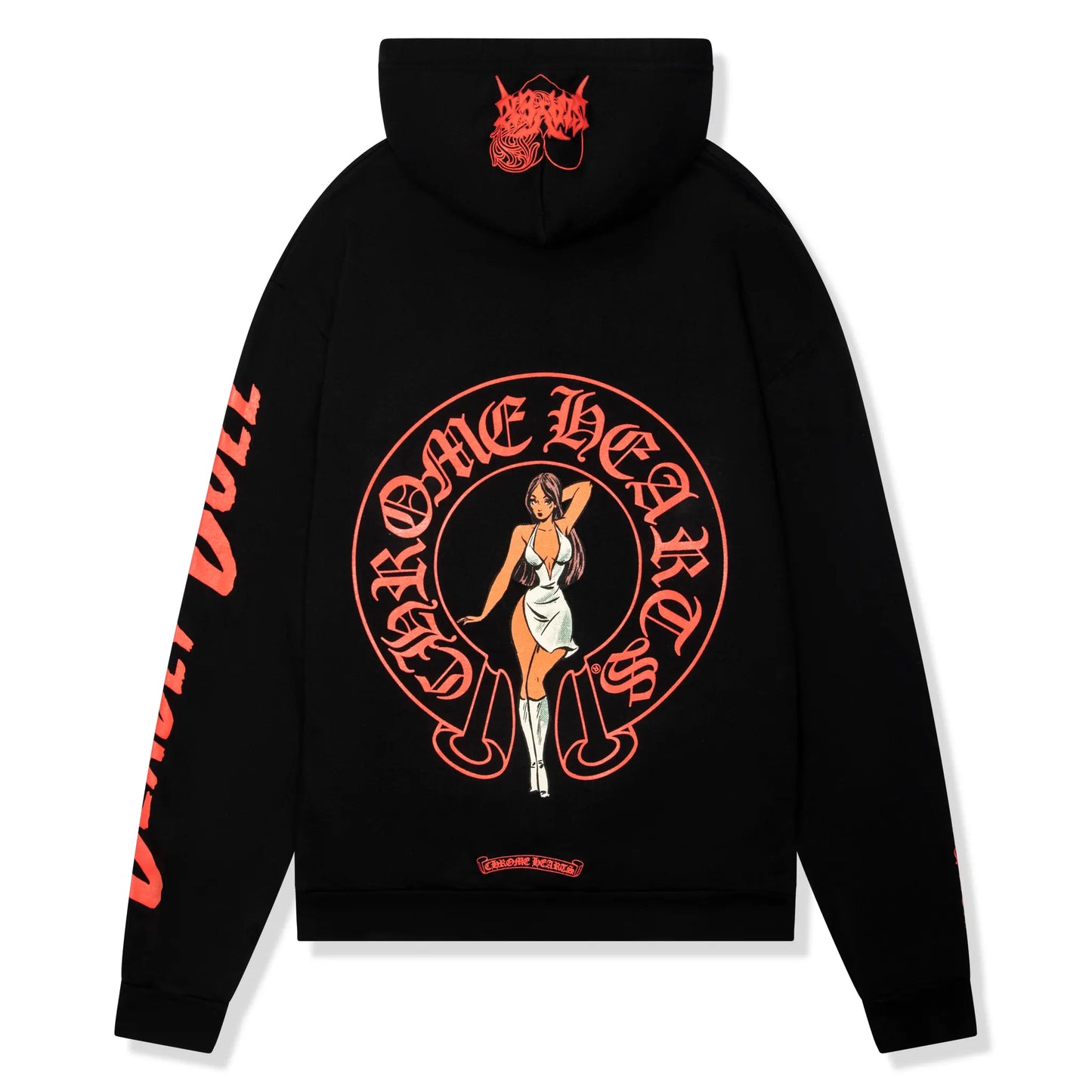 CHROME HEARTS DEADLY DOLL EXCLUSIVE FEKETE-PIROS KAPUCNIS PULÓVER