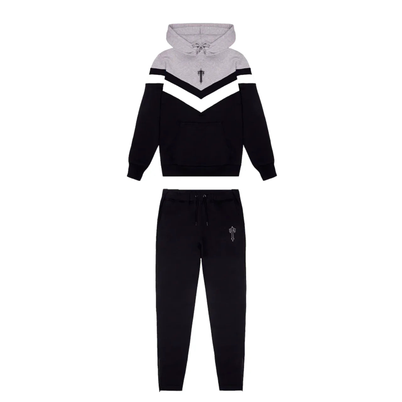 TRAPSTAR BLACK & GREY V STRIPE TRACKSUIT