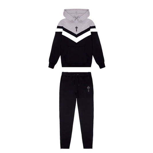 TRAPSTAR BLACK & GREY V STRIPE TRACKSUIT