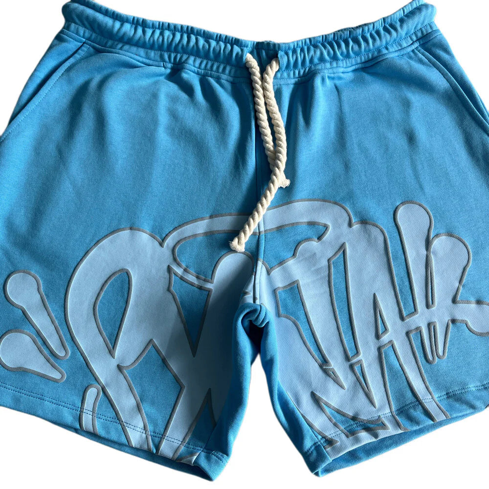 SYNAWORLD ‘SYNA LOGO’ SHORTS – BLUE AND GRAY