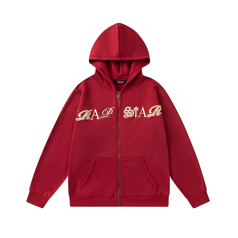 TRAPSTAR SCRIPT ZIP THROUGH HOODIE TRACKSUIT - RED