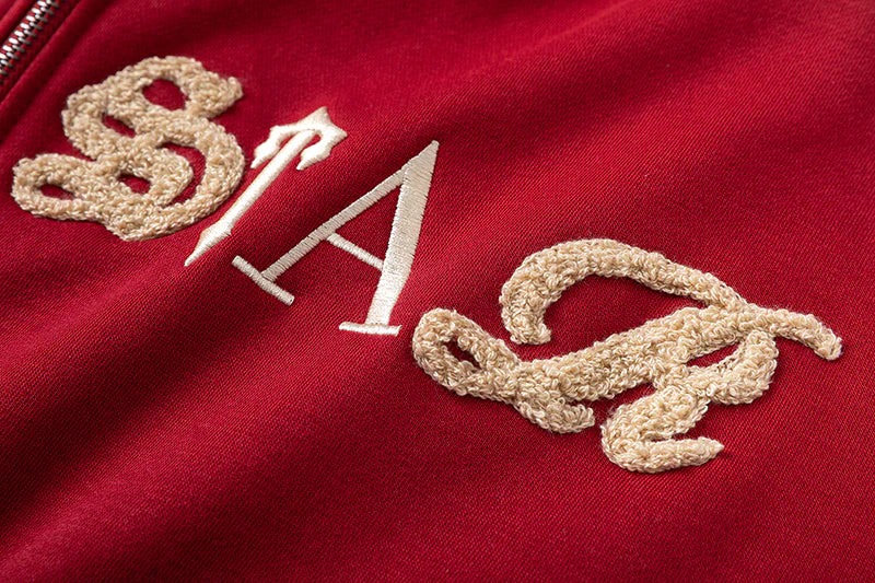 TRAPSTAR SCRIPT ZIP THROUGH HOODIE TRACKSUIT - RED
