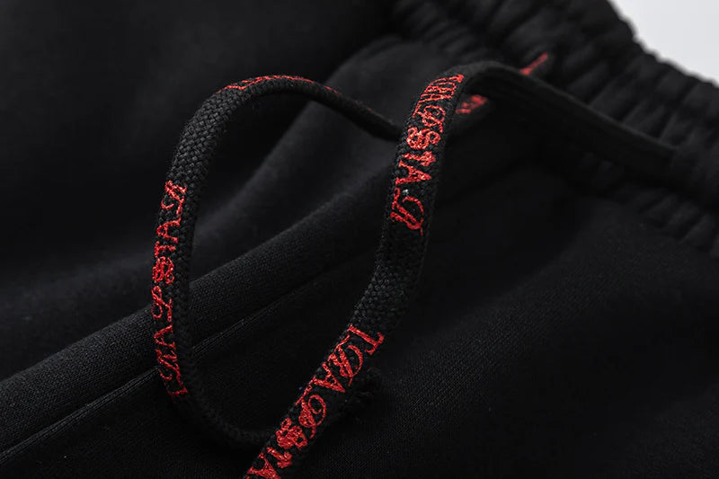 TRAPSTAR SCRIPT ZIP THROUGH HOODIE TRACKSUIT - BLACK/RED