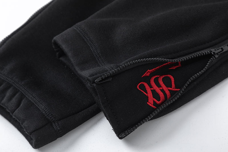 TRAPSTAR SCRIPT ZIP THROUGH HOODIE TRACKSUIT - BLACK/RED