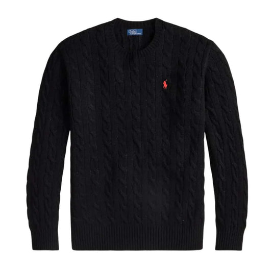 RALPH LAUREN KNITTED SWEATER - BLACK/RED