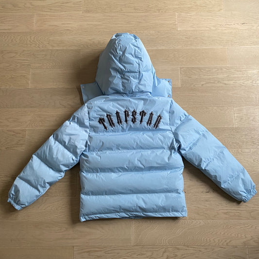 Detachable Ice Blue Hooded Puffer Jacket