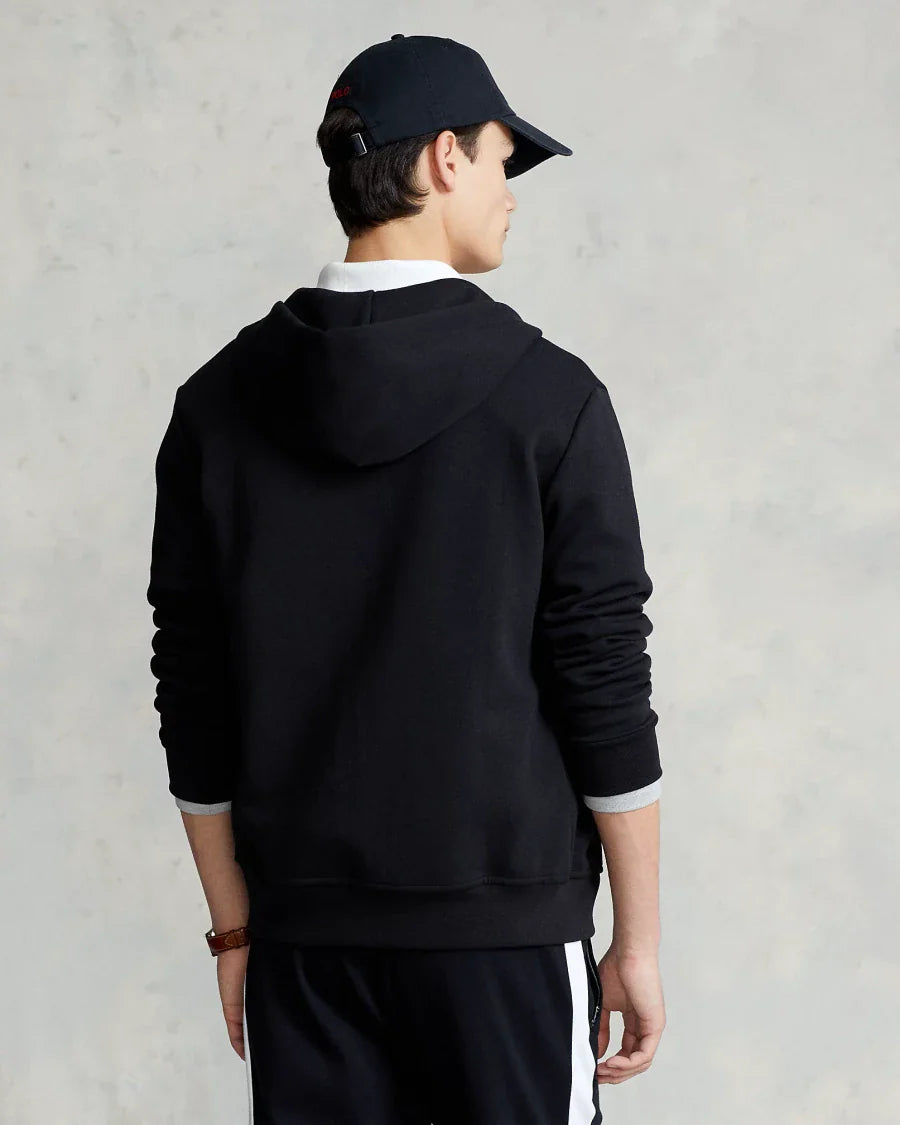 POLO RALPH LAUREN DOUBLE-KNIT FULL-ZIP HOODIE TRACKSUIT - BLACK