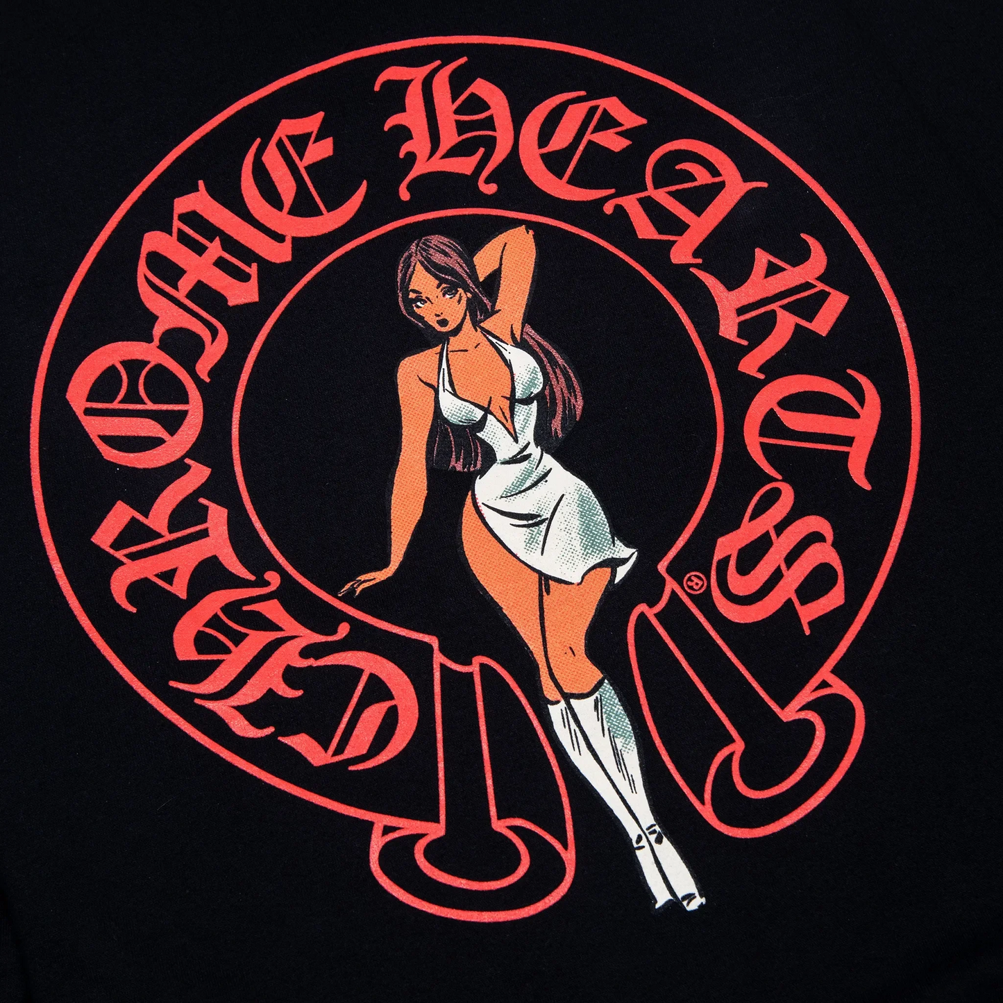 CHROME HEARTS DEADLY DOLL EXCLUSIVE FEKETE-PIROS KAPUCNIS PULÓVER