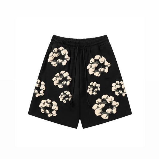 DENIM TEARS THE COTTON WREATH SHORTS - FEKETE/RÓZSASZÍN/BRONZ