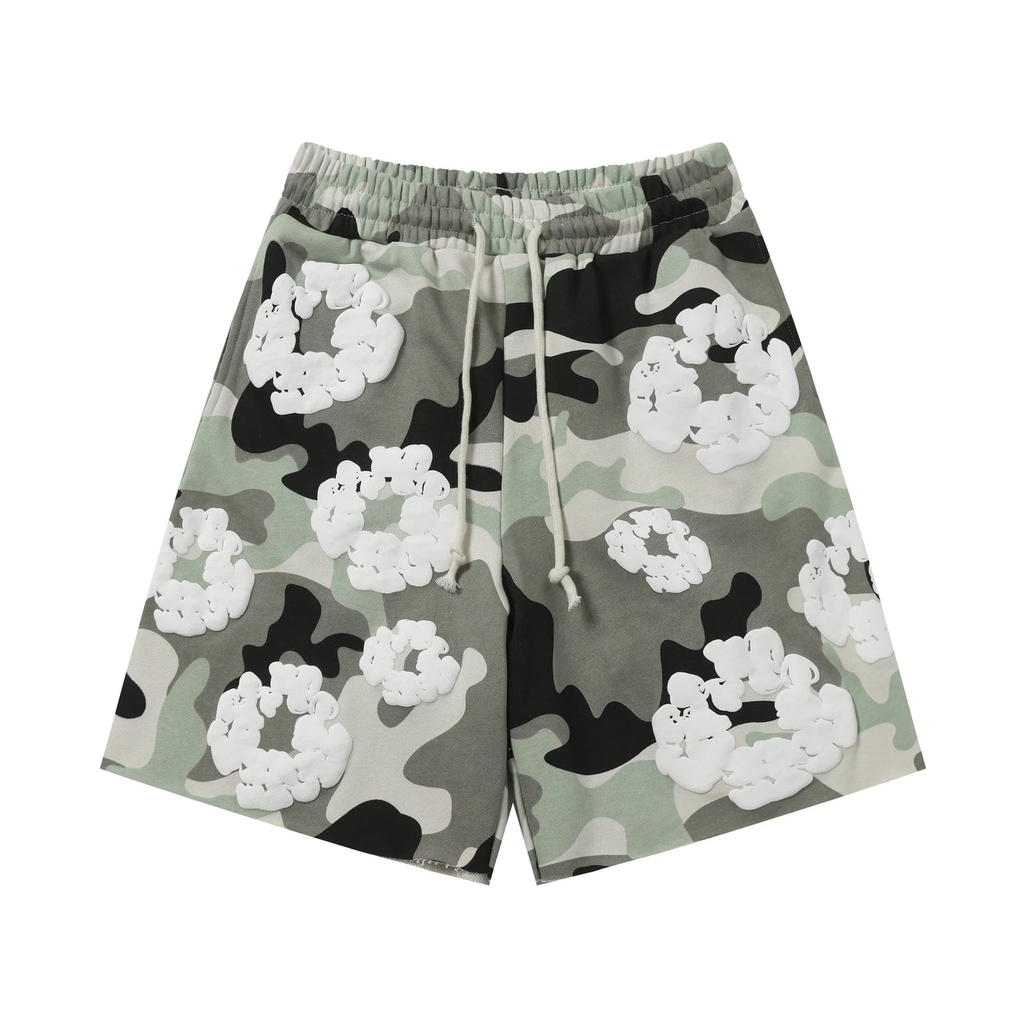 DENIM TEARS THE COTTON WREATH SHORTS - CAMO GREY