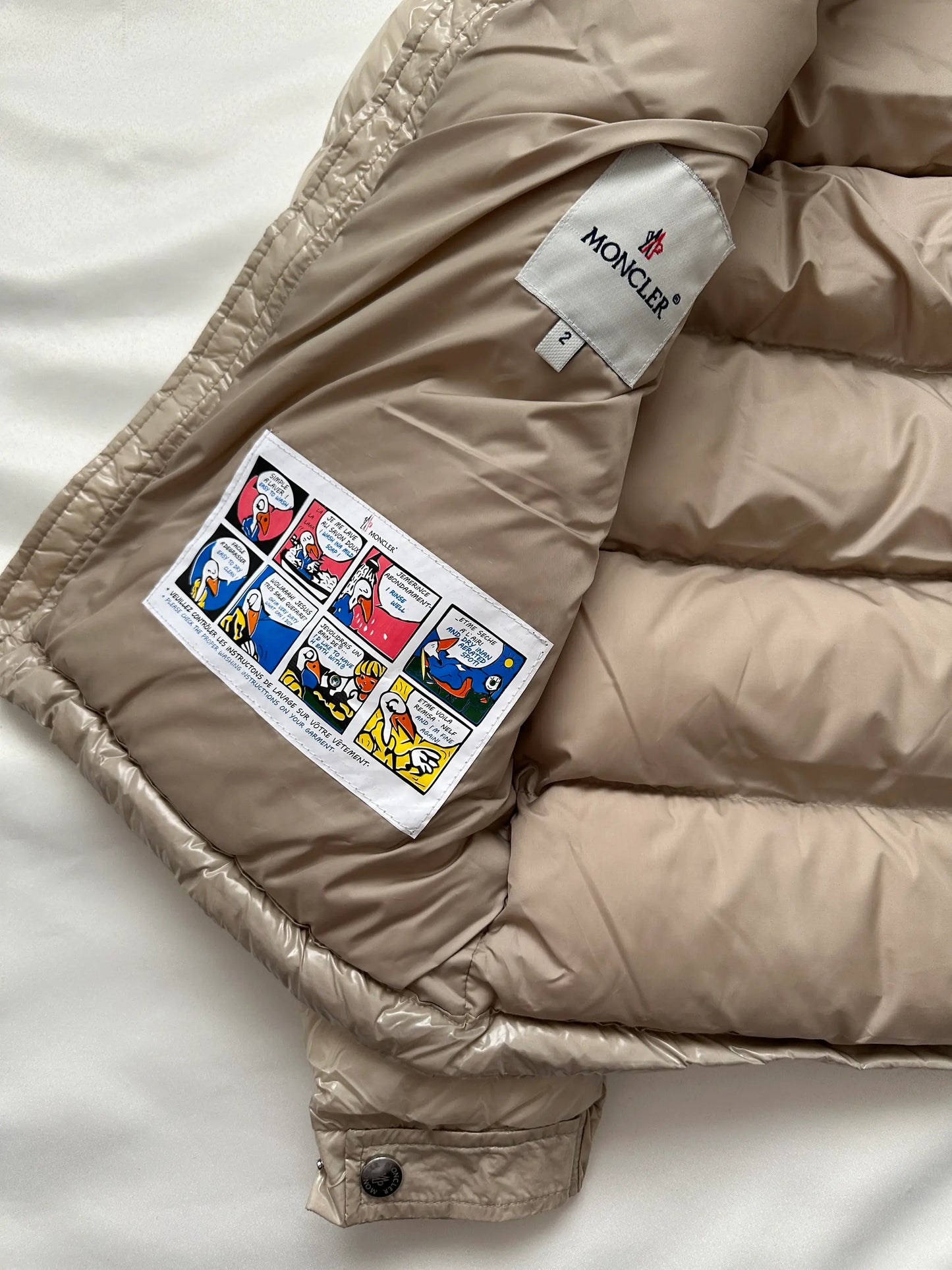 MONCLER MAYA HOODED SHINY COAT - CREAM